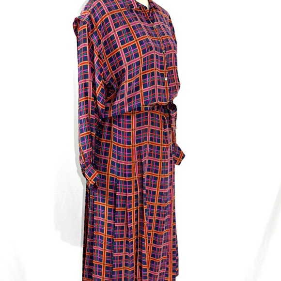 100% Silk Jack‎ Mulqueen Vintage Size 10 1970-1980 style dress jewel tones - Picture 4 of 6